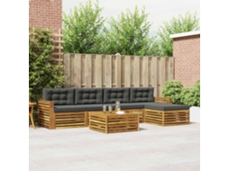 Vidaxl Conjunto De Sofás Para Exterior 6 Unid. Natural E Antracite