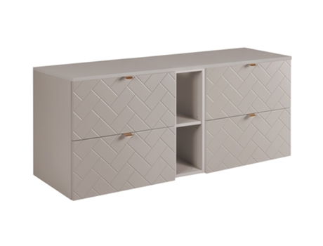 Móvel De Banheiro, Caxemira Com Alça Dourada / Com Placa Superior, 140 X 57 X 46 Cm 3xe Living