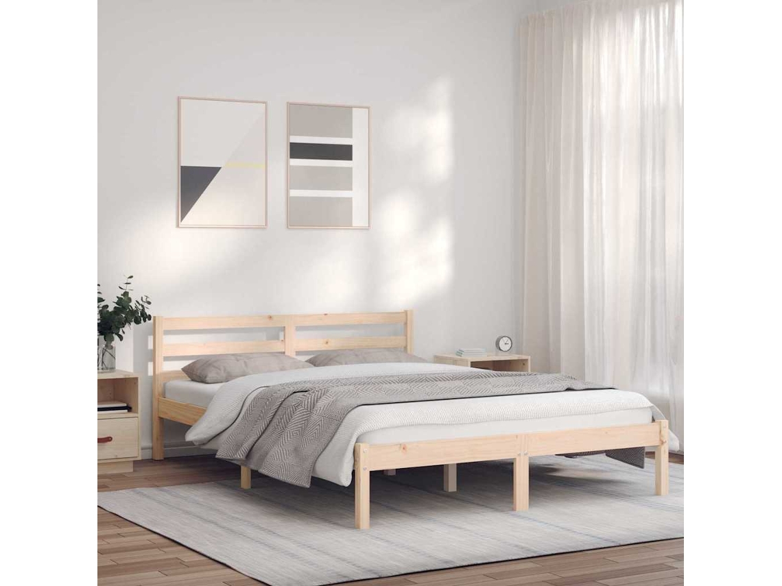 Vidaxl Estrutura Da Cama Com Cabeceira Natural 208,5 X 157,5 X 69,5 Cm