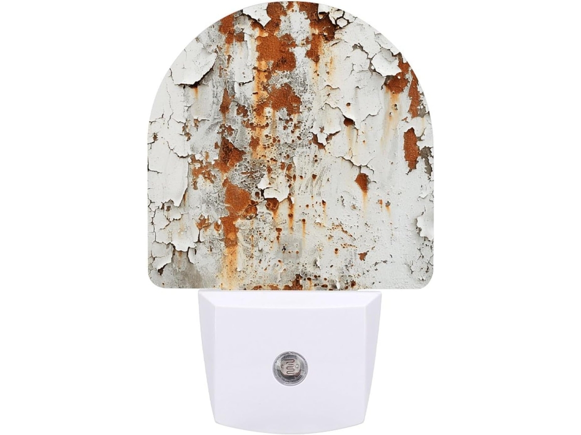 Luminárias de parede brancas com acabamento rústico e sensor de LED, luz noturna suave em branco quente para banheiro.
