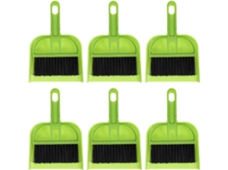Conjunto De 6 Mini Pás Lixo E Escovas Limpeza Plástico Verde