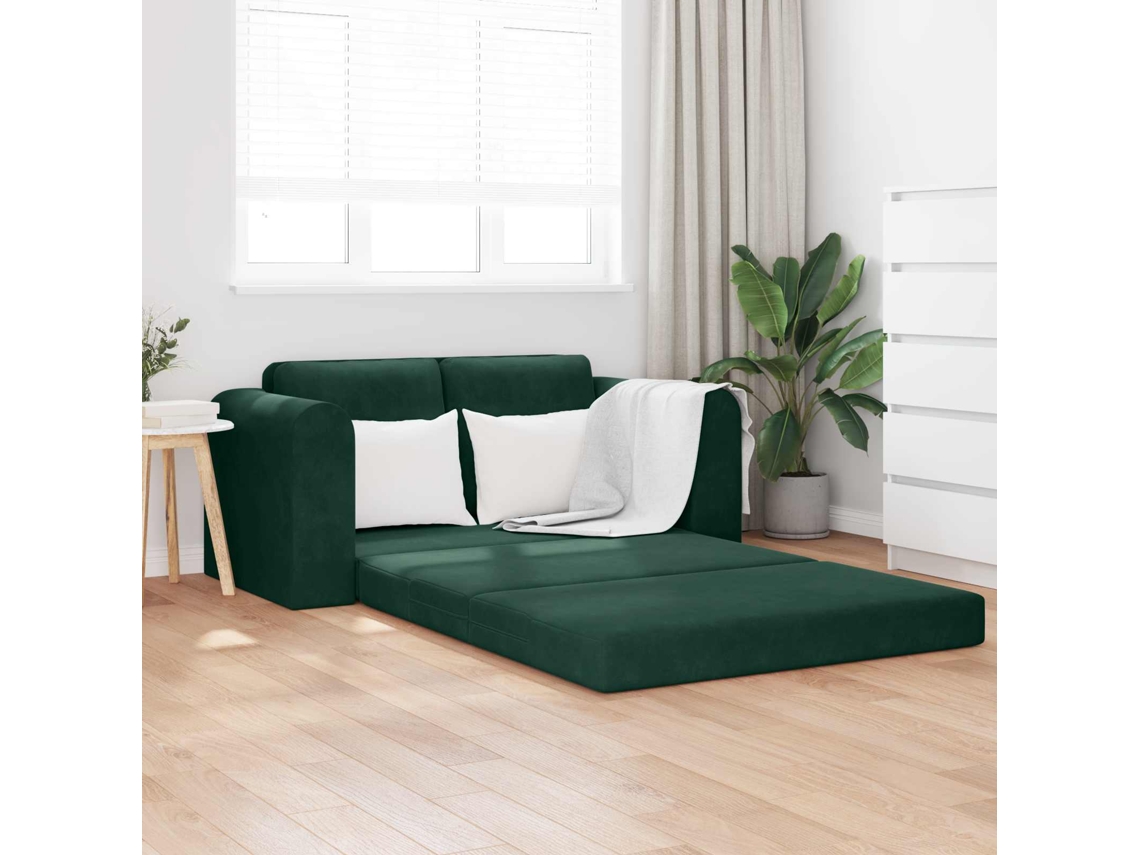 Vidaxl Sofá-cama Verde Escuro 148 X 71 X 83 Cm Veludo