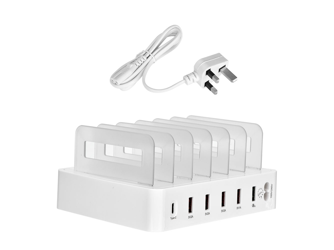 Carregador De Telefone Usb Com 6 Portas Qc3.0 Dock De Estação De Carregamento Rápido Type C