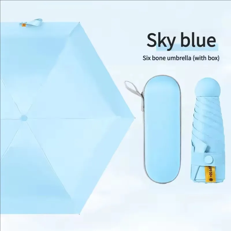 (azul 6k) Mini Porta De Compressão, Cápsula De Proteção Uv, Guarda-chuva Portátil Manual