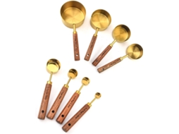 Conjunto De 8 Peças De Xícaras E Colheres Medidoras Em Aço Inoxidável, Incluindo Para Café, Chá E Açúcar.
