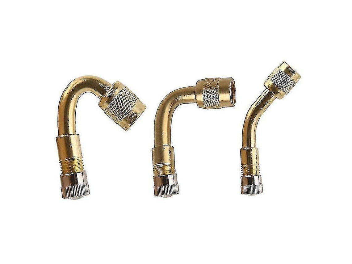 Adaptador de válvula pneumática Rebe de bronze de 45/90/135 graus, compatível com carros, motocicletas e bicicletas, conjunto de 3 peças.