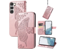 Capa De Celular Em Couro Com Estampa De Borboleta E Flor Para Samsung Galaxy S23 Ultra 5g