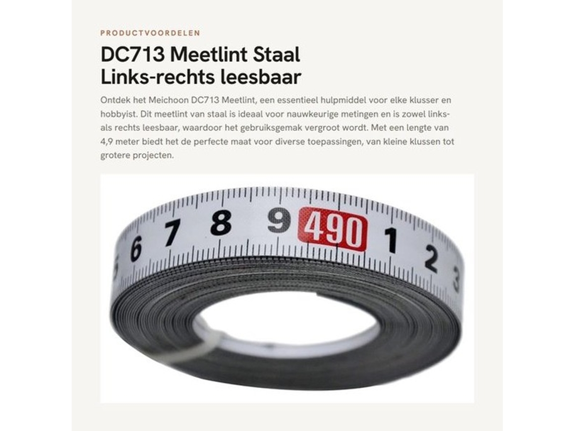 Meetlint Staal 1/2 X 4,9 M - Autoadhesief - Leesbaar - Waterdicht - Corrosiebestendig - Ideaal Para Tabela E Banco De Trabalho - Régua