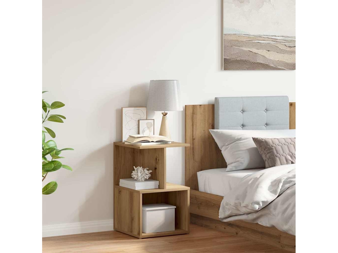 Vidaxl Mesa Cabeceira 35x35x55 Cm Derivados Madeira Carvalho Artisiano