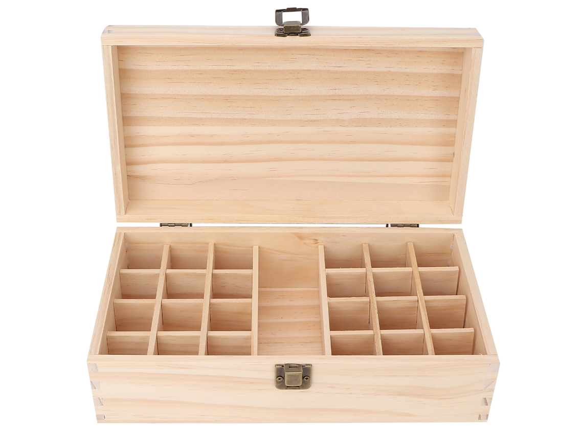 Caja De Madeira Para Óleos Essenciais Com 24 Compartimentos Para Cosméticos E Mais