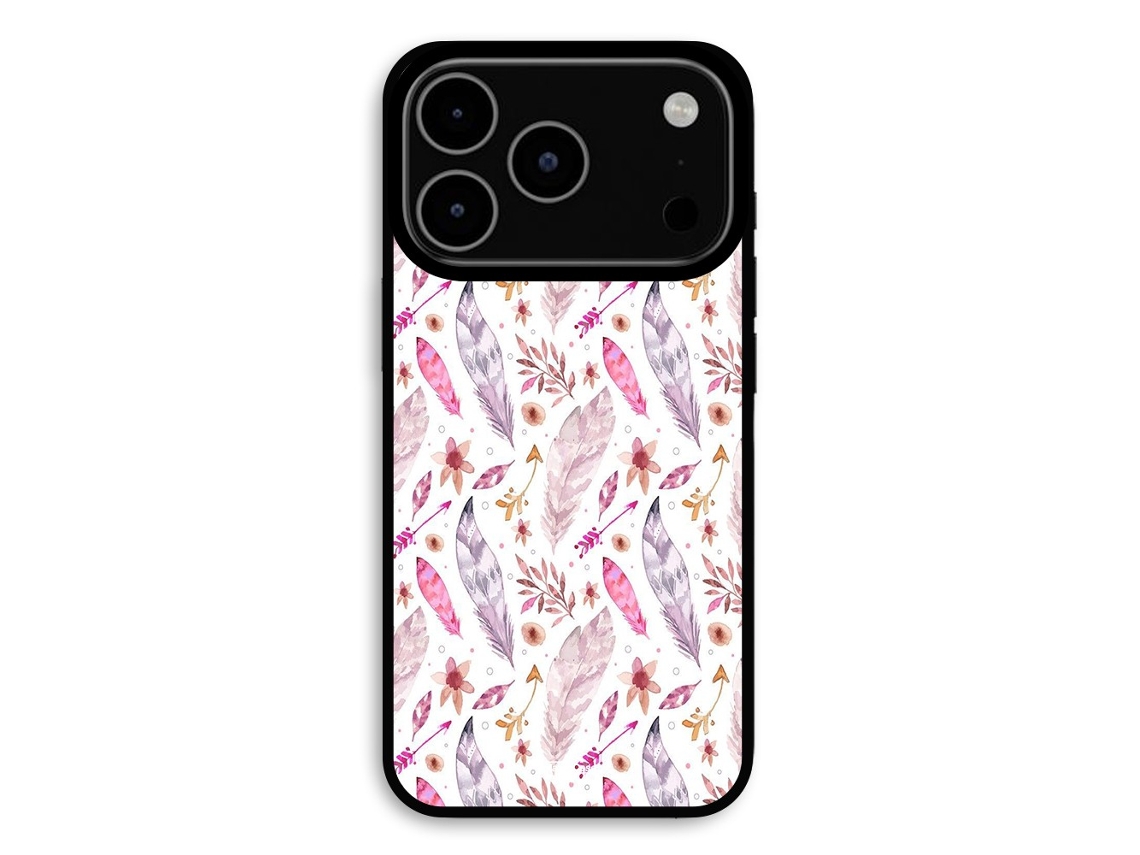 Capa Para Iphone 18 Pro Penas Rosa Maniacase