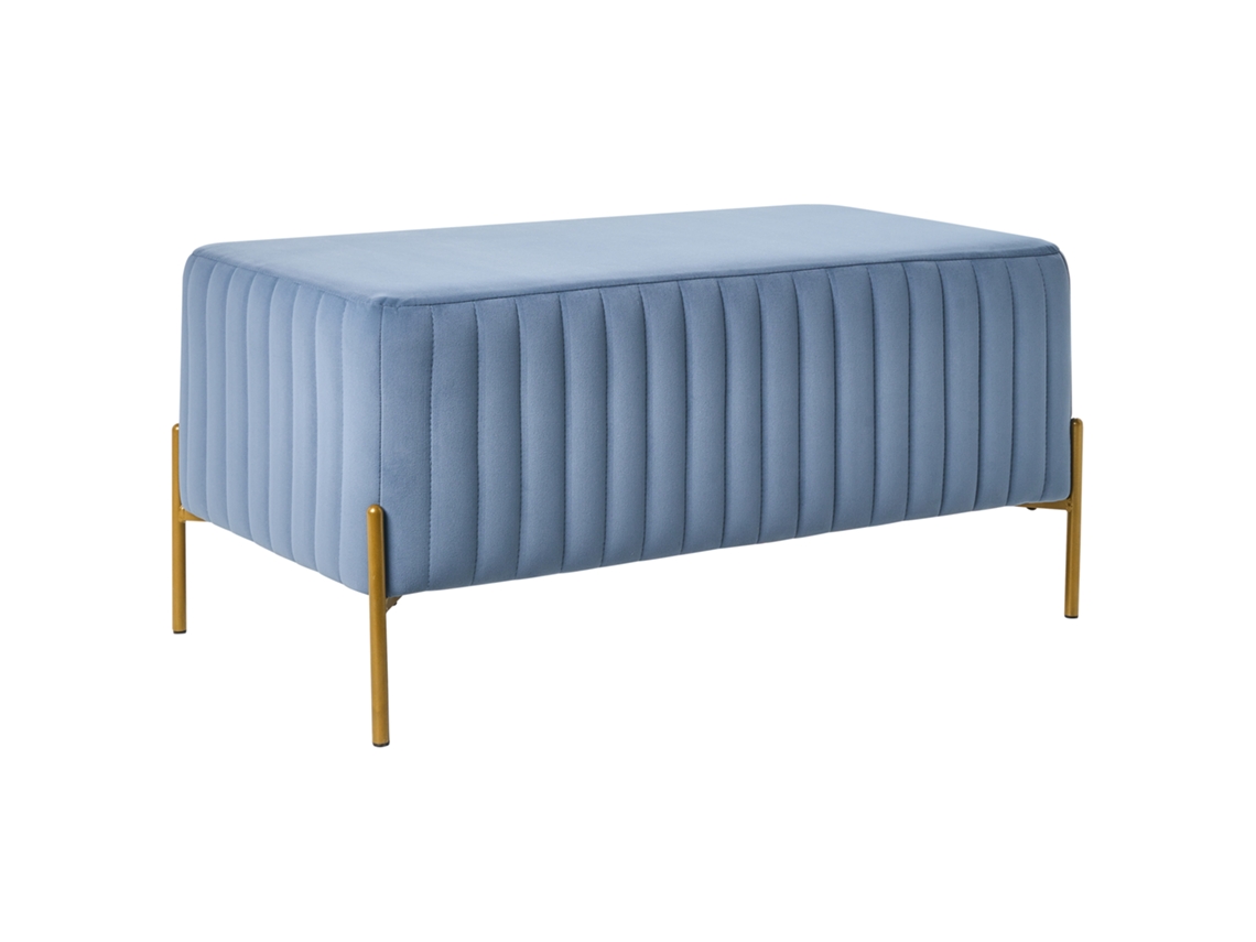 Banco De Cama Beliani Utah De Terciopelo Azul 91x47x43