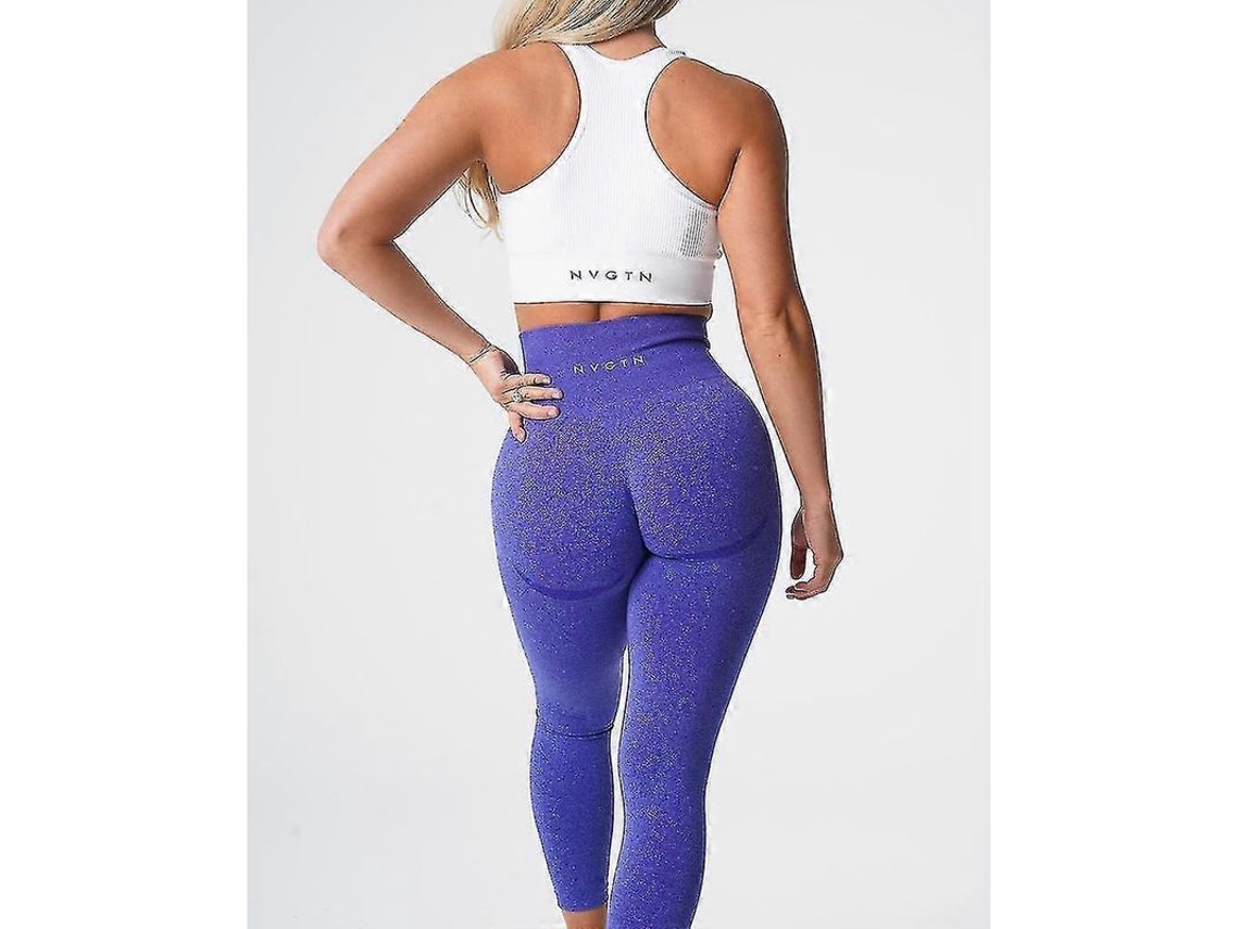 Leggings Sem Costuras Nvgtn Com Sombra De Contorno - Algodão Macio E Elástico Para Academia Azul Elétrico