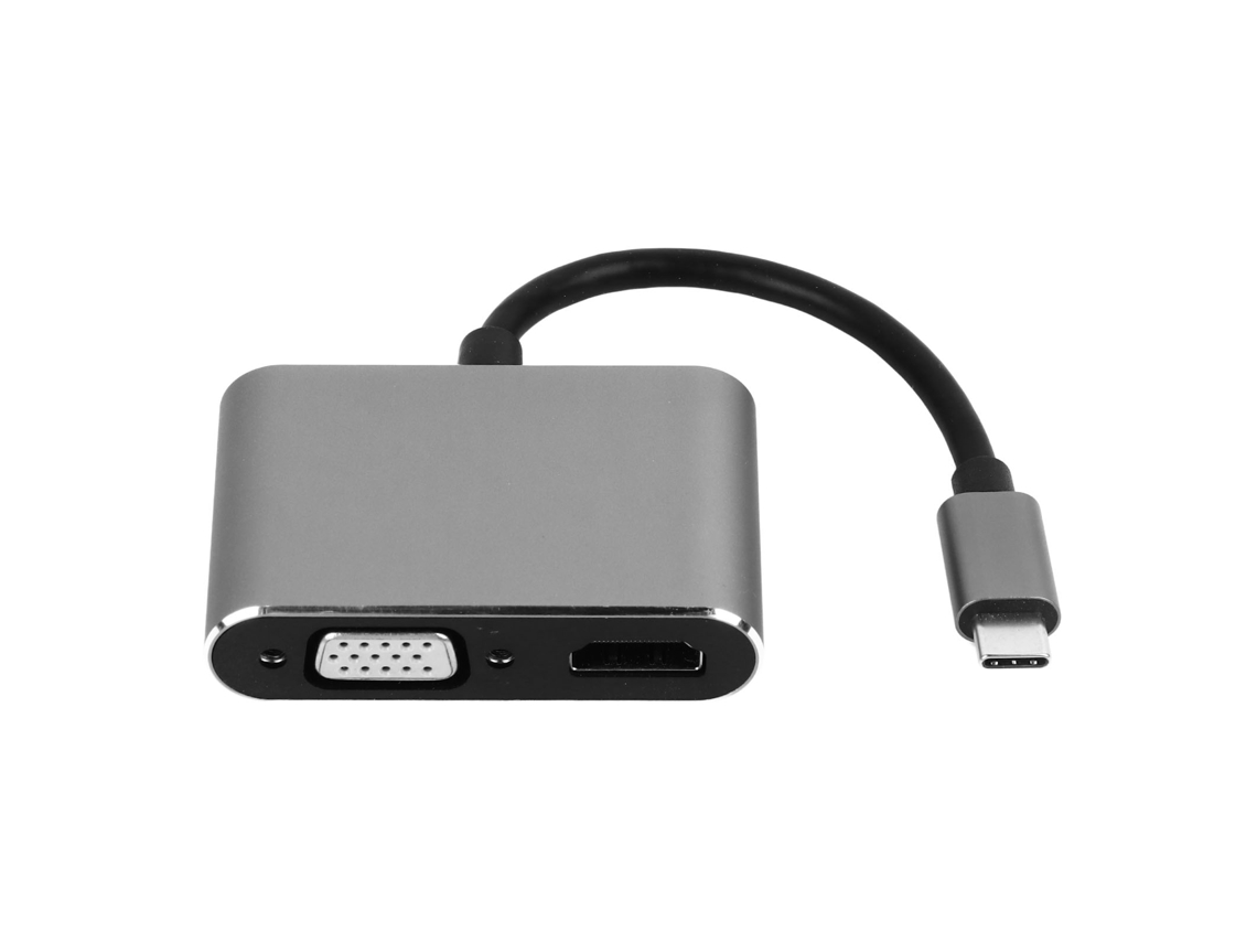 Docking Station Hub (adaptador Hdmi Para Vga) Hub 2 Em 1 Typec Para Adaptador Vga+hdmi