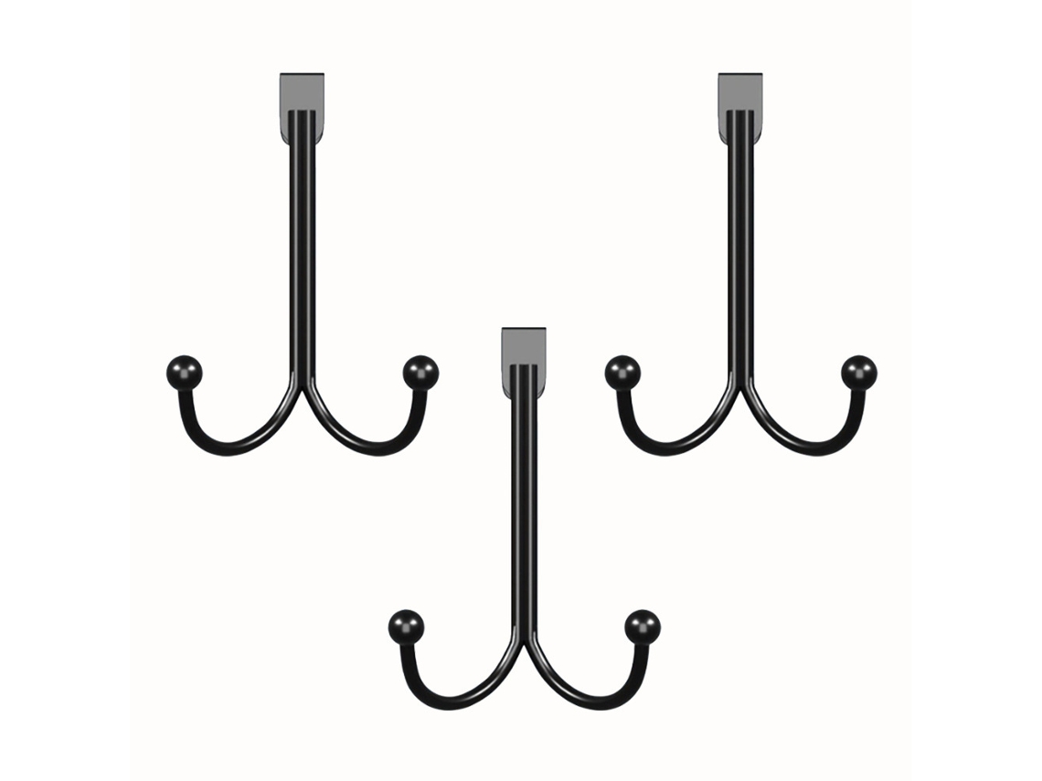 Cabides de dois ganchos para porta Basics (pacote com 3), níquel Slowmoose
