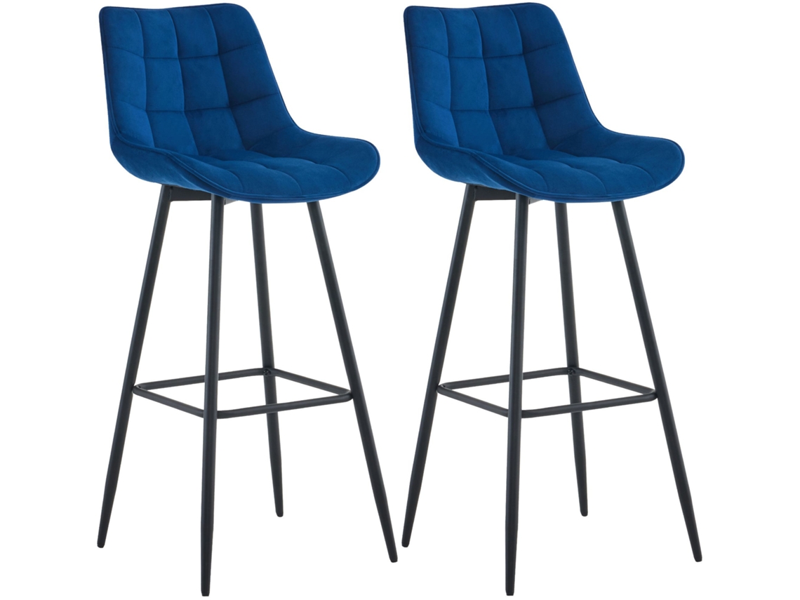 Conjunto de 2 bancos de bar Dartford azul/veludo CLP