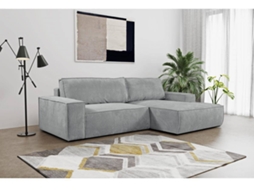 Sofá Cama Amelia VENTE-UNIQUE (Cinzento Claro - Tecido e Veludo - 267x167x85 cm/Dimensões da cama: 120 – 139 cm)