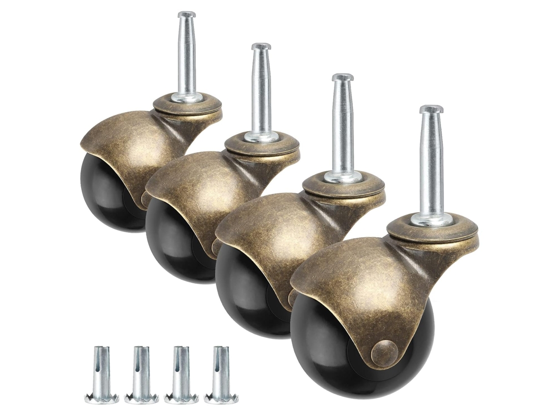 Rodízios De Esfera 2 Polegadas, Conjunto De 4 Rodízios Latão Vintage Antigos, 5 16x 1 2 8x 38mm, Com Haste E Bucha Para