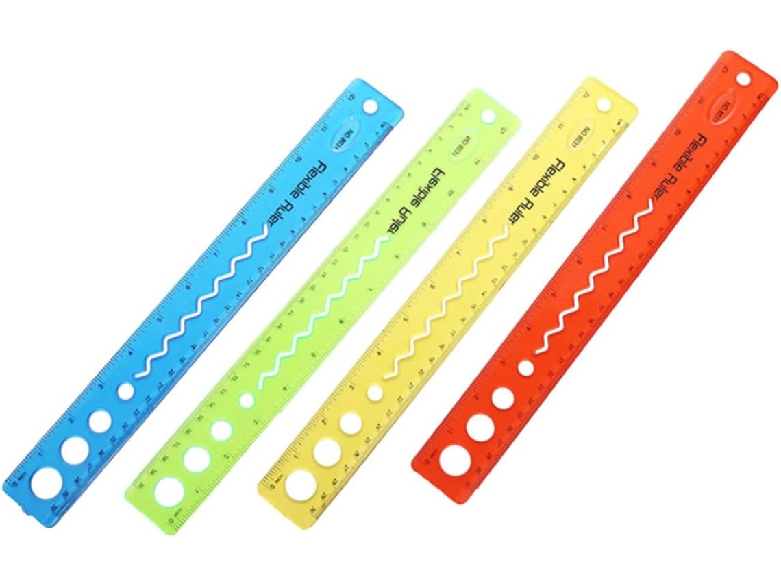 Régua Villcase De 30cm Em Pvc Cor Aleatória Para Estudantes, Flexível, Leve E Durável, Adequada Para Uso Em Escritórios