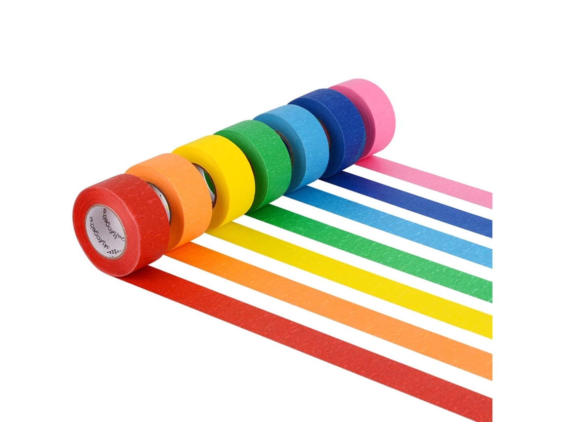 7 Rolos De Fita Adesiva Colorida, Fita Adesiva Colorida De Arco Íris, 7 Aquaforge
