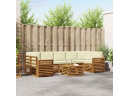 Vidaxl Conjunto De Sofás Para Exterior 8 Unid. Natural E Creme