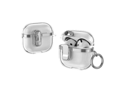 Estojo Transparente Para Fones De Ouvido Sem Fio Airpods 4 Com Acabamento Galvanizado E Trava De Segurança.