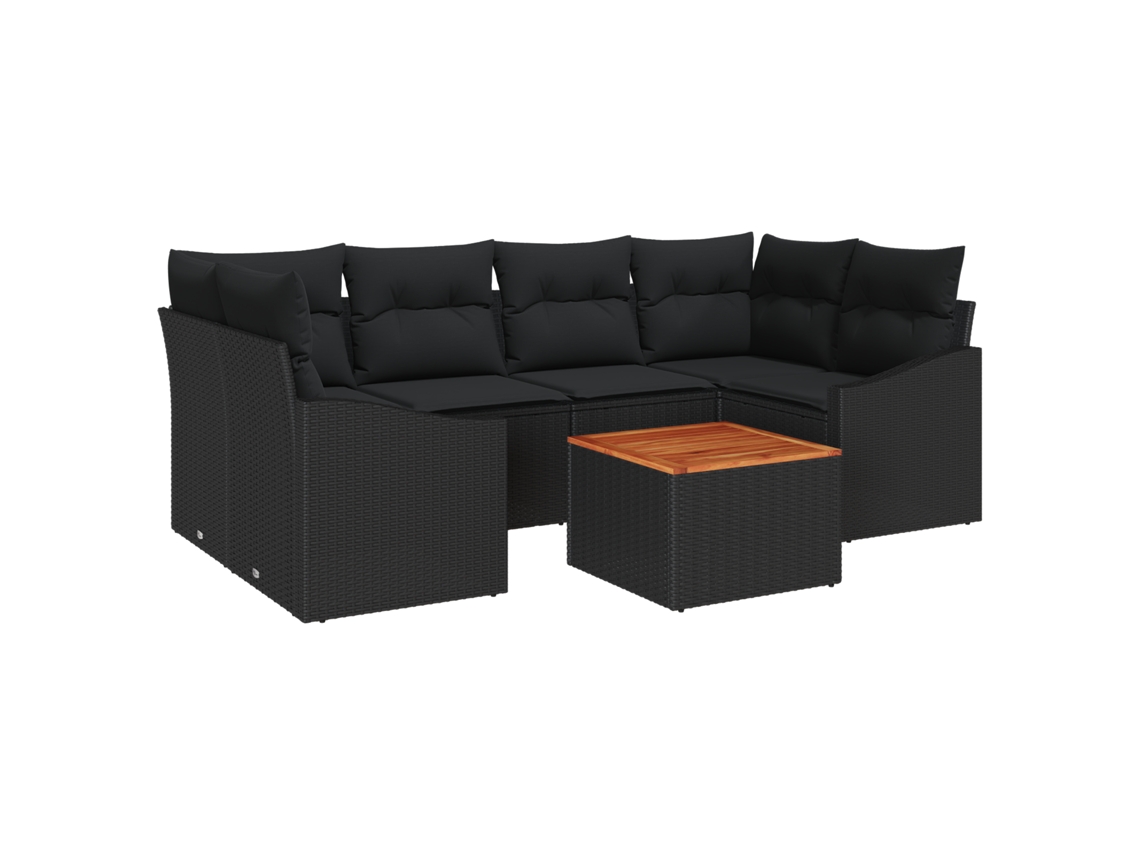 Conjunto 7 Sofá Modular Vidaxl Preto Vime Pe (234 X 123,5 X 69 Cm)