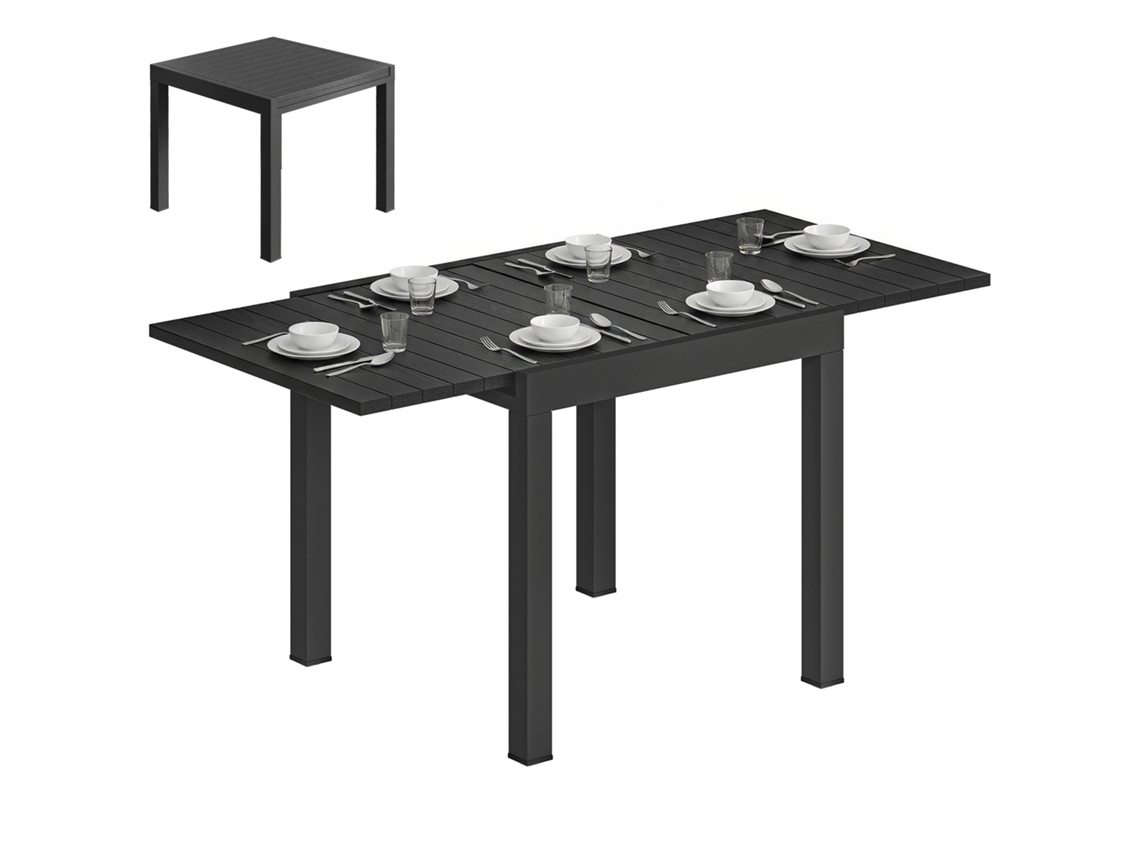 Mesa de jantar extensível 80/160 cm para 4 a 6 pessoas ZENCORE SERVICES preta