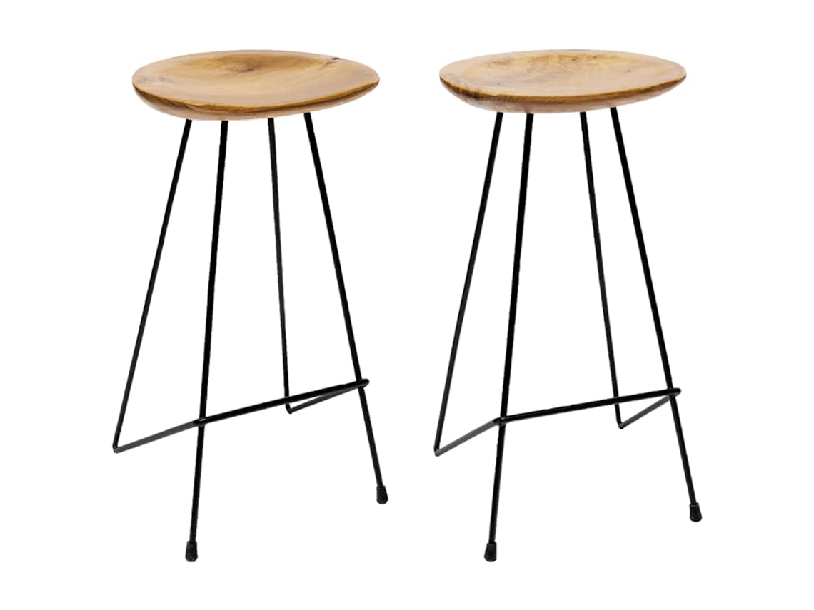 Vidaxl Bancos De Bar 2 Pcs Madeira De Teca Maciça