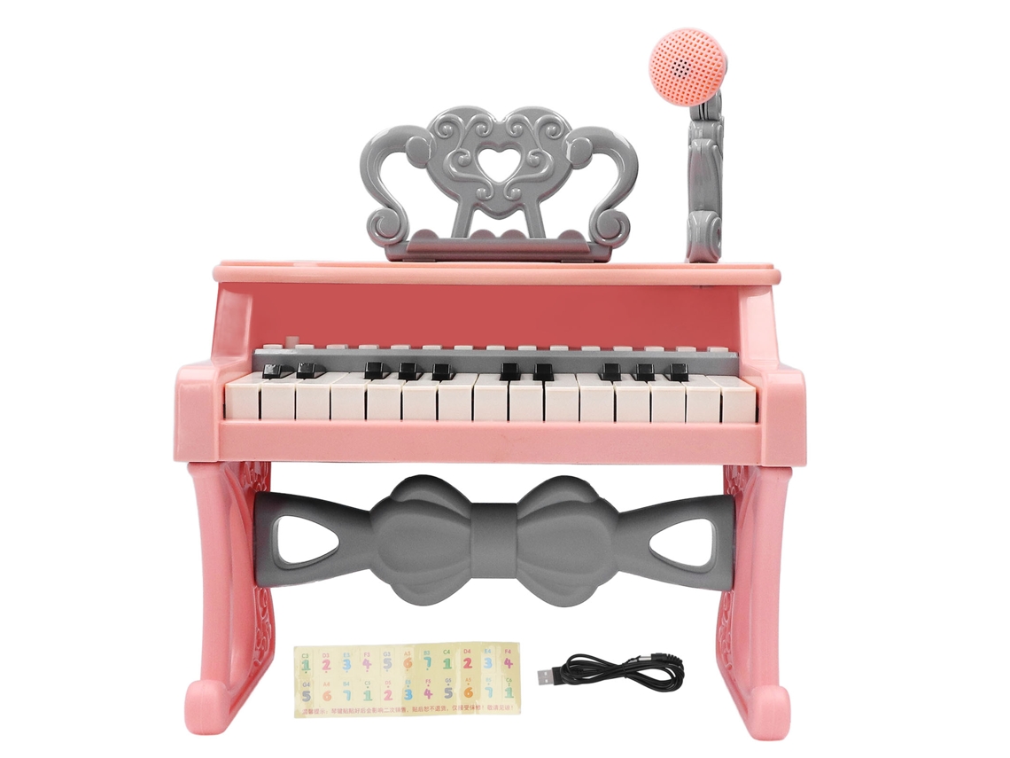 Mini Piano Eletrônico Infantil Rosa Com 25 Teclas-aquaforge