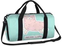 Bolsa Esportiva Rosa com Estampa de Lhama e Unicórnio Tecido Poliéste 45 X 21 5 23 Cm Pa Design Du Unicó