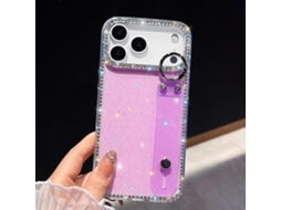 Capa De Celular Em Tpu Com Pulseira De Strass E Glitter Para Iphone 17 Pro Max