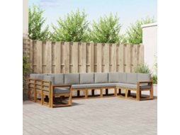 Vidaxl Conjunto De Sofás Para Exterior 10 Unid. Cinza Natural E Claro