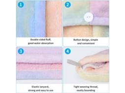 Toalha De Cabelo De Microfibra, Pacote Com 2, Secagem Rápida, Superabsorvente, Com Botão