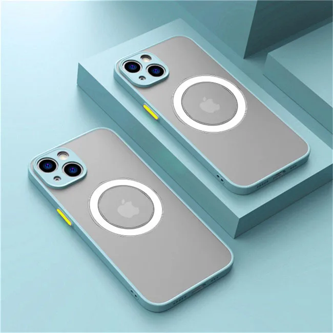 Capa Protetora Magnética (azul Claro) Para Iphone 16 Pro Max, Capa De Carregamento À Prova De Choque.