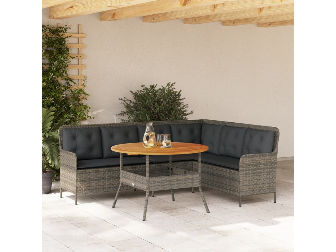Vidaxl 2 Pcs Conjunto Sofás De Jardim C/ Almofadões Vime Pe Cinzento