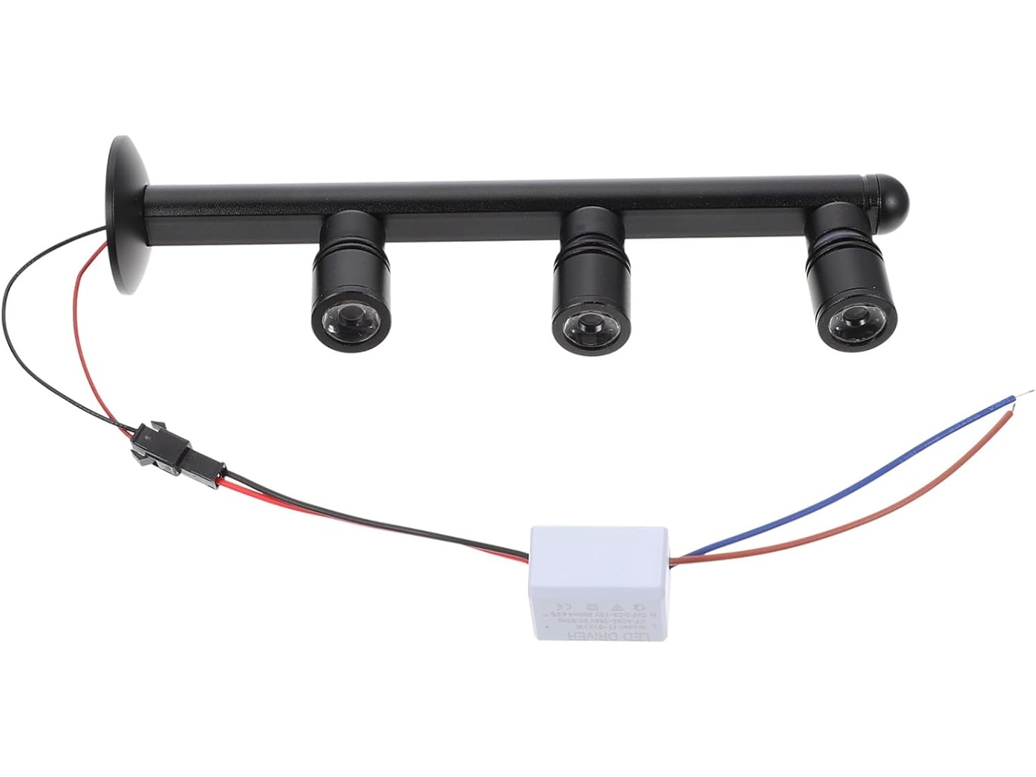 Refletor De Balcão Led De 3w Com 3 Lâmpadas, Preto, 200 Mm, Branco Neutro 4000k