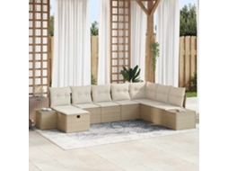 Vidaxl Conjunto de Sofá de Jardim com Almofada 8 Pcs Bege Vime Pe
