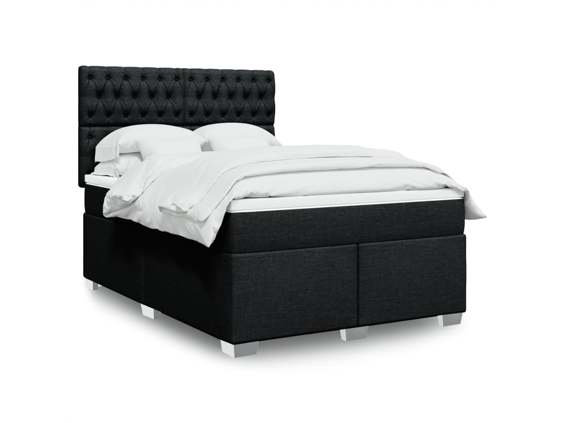 Vidaxl Cama Com Molas/colchão 140x200 Cm Tecido Preto