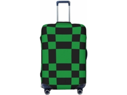 Capa para Mala Novastar Xadrez Preto e Verde 61 Cm Tecido Poliéster S/MARCA