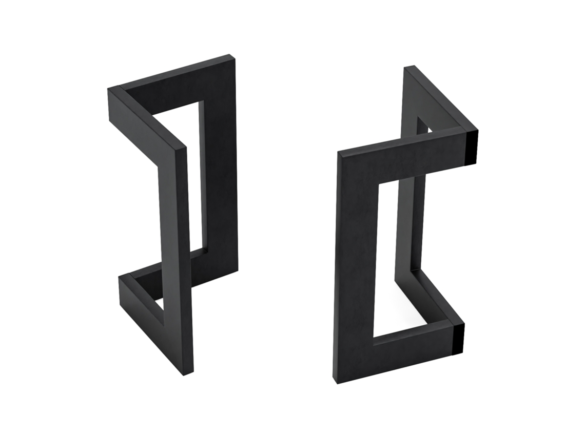Conjunto de 2 Pernas de Mesa Kaskinen em Forma de V em Aço 42X22X21Cm Preto [EN.CASA]