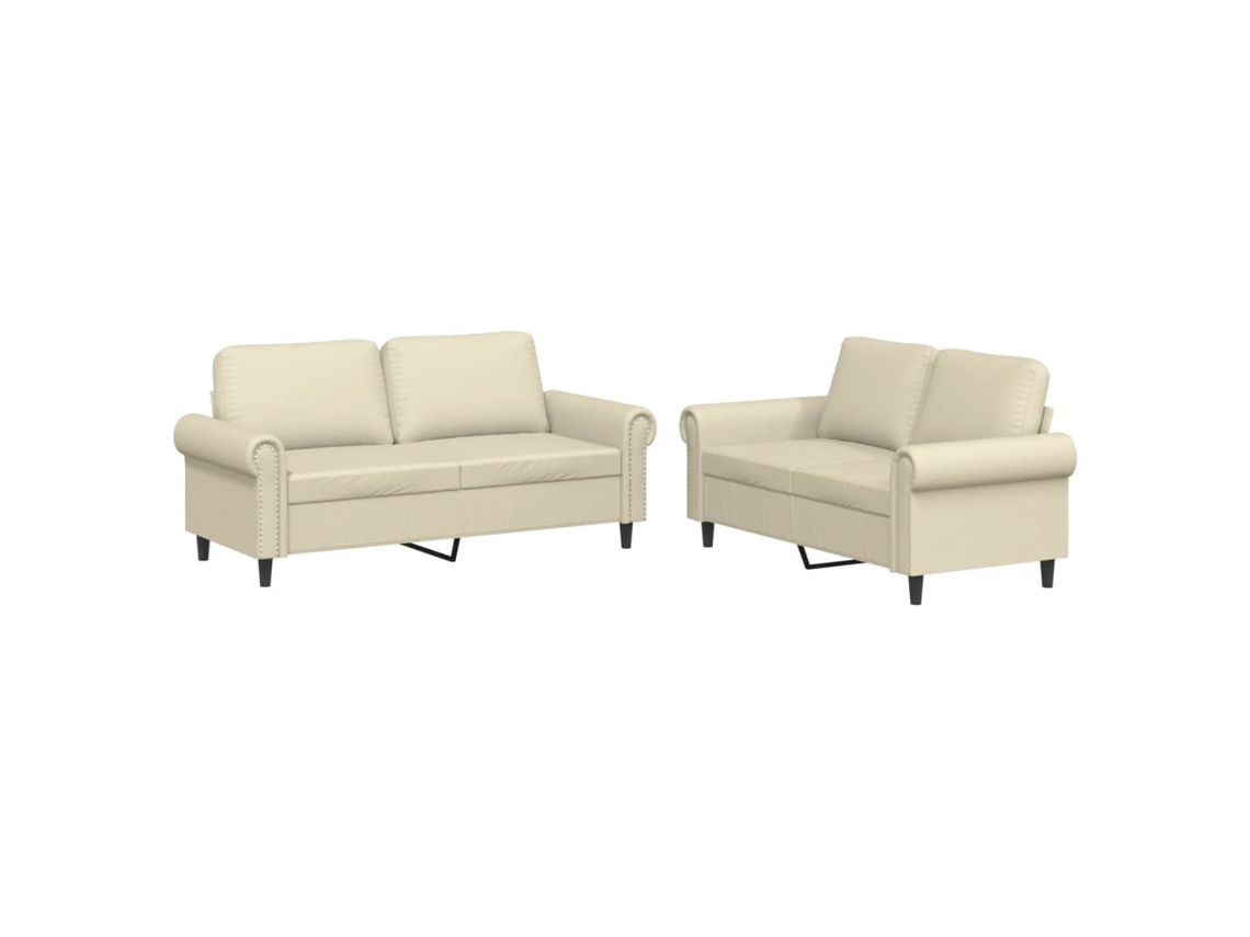 Sofa Set, Sofa Sets Vidaxl Creme Couro Artificial (n/a)