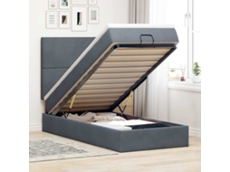 Moldura De Cama Otomana Vidaxl Com Colchões Cinza Escuro Veludo
