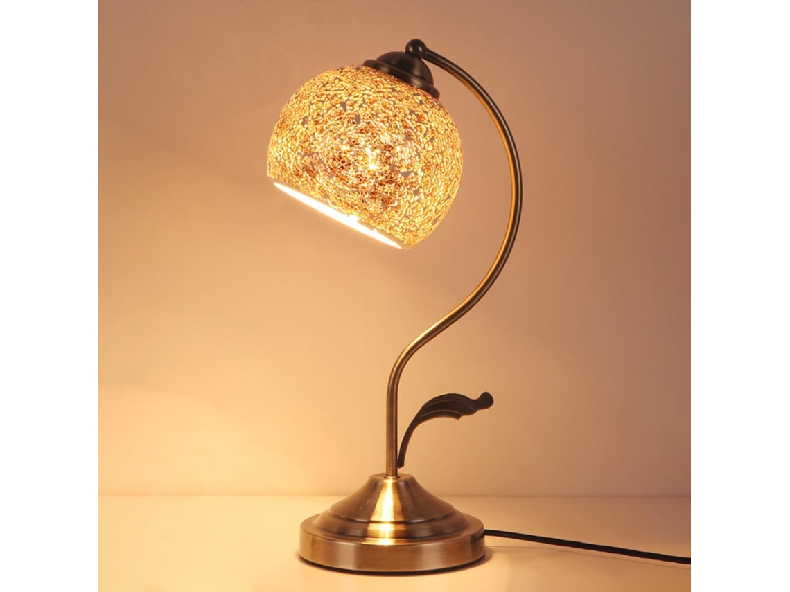 Abajur De Mesa Estilo Tiffany, Luminária De Leitura Mesa Com Detalhes Em Metal, Luminária De Mesa Lateral Vintage