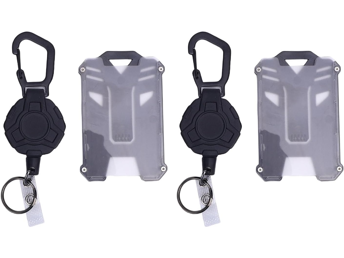 Porta Crachá Retrátil Yosoo Health Gear, Chaveiro Retrátil Com Cordão De Aço, Pacote Com 2 Unidades, Carretel De Crachá