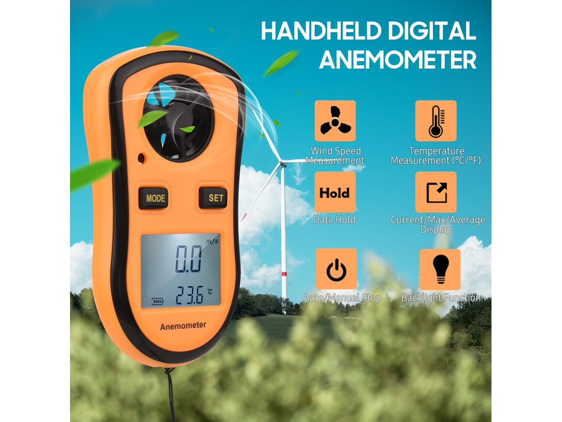 Anemômetro digital YURU Gm8908 com indicador de frio do vento para windsurf e navegação