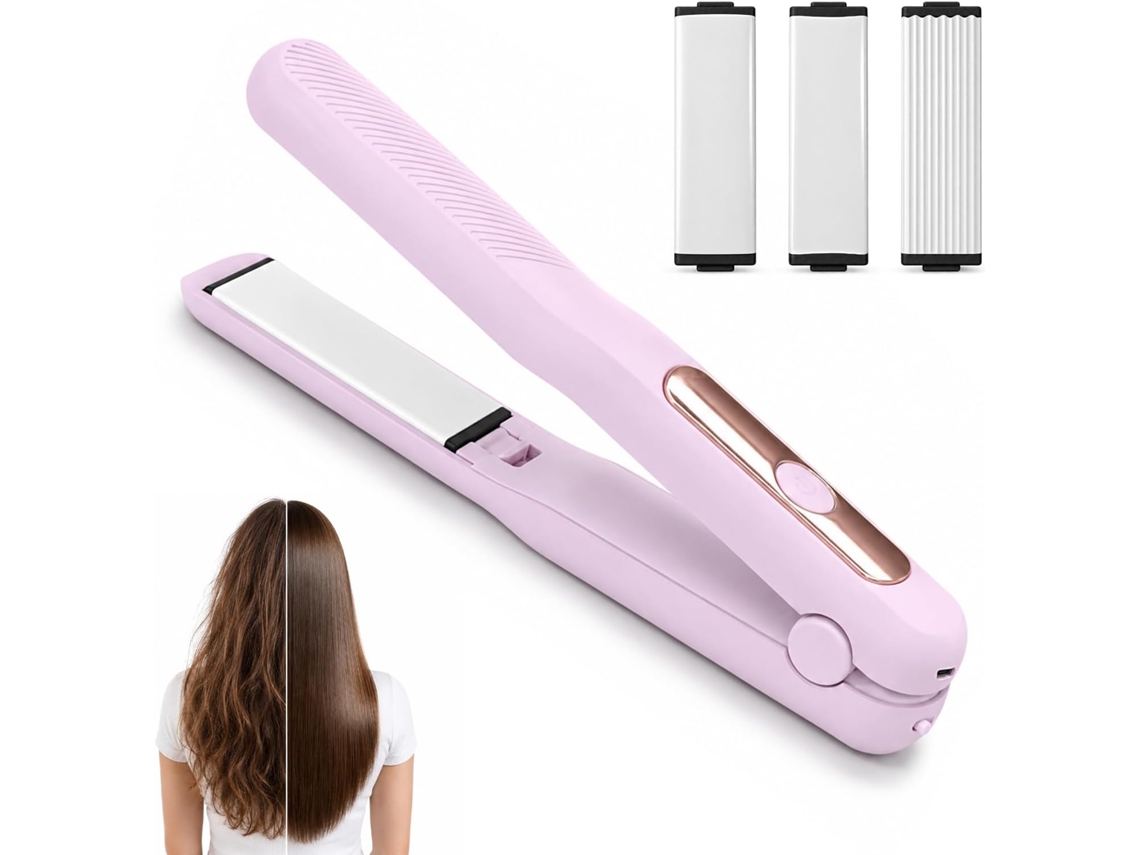 Prancha De Cabelo Sem Fio 3 Em 1, Mini Alisadora E Modeladora Cachos
