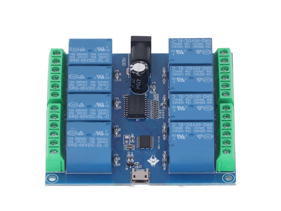Módulo de Relé USB 8 Canais 5V Controlador Inteligente para Mecatrônica