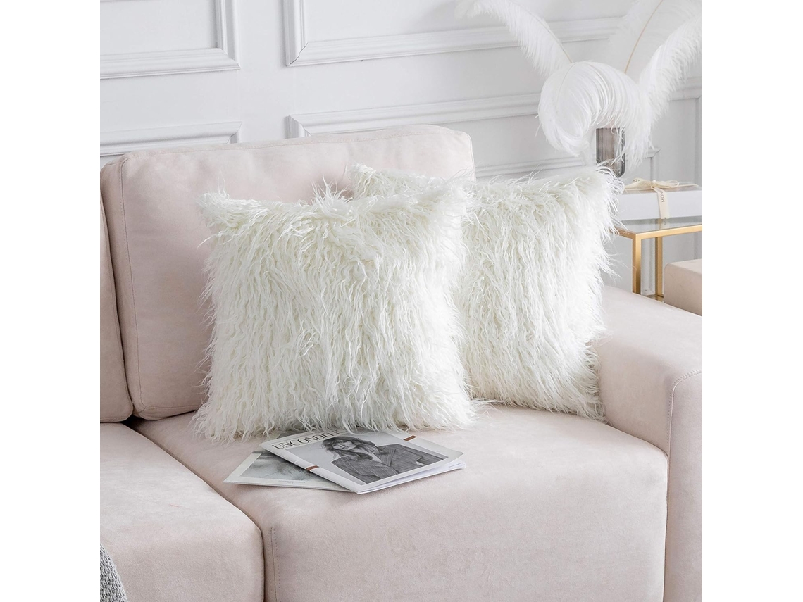 Capas De Almofada Decorativas De Couro Sintético 2023 Para Sofá, Conjunto De 2, Branco