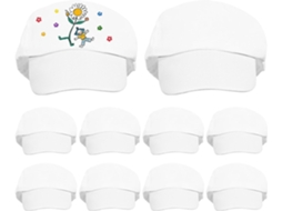 Conjunto De 10 Bonés Brancos Em Algodão Leve E Resistente, Ideais Para Pintar, Para Meninos E Meninas De 7 A